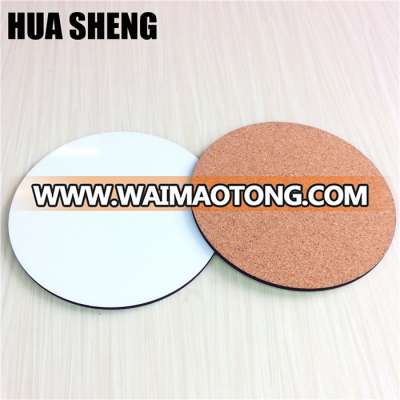 wholesale round 90mm blank sublimation MDF cork coaster